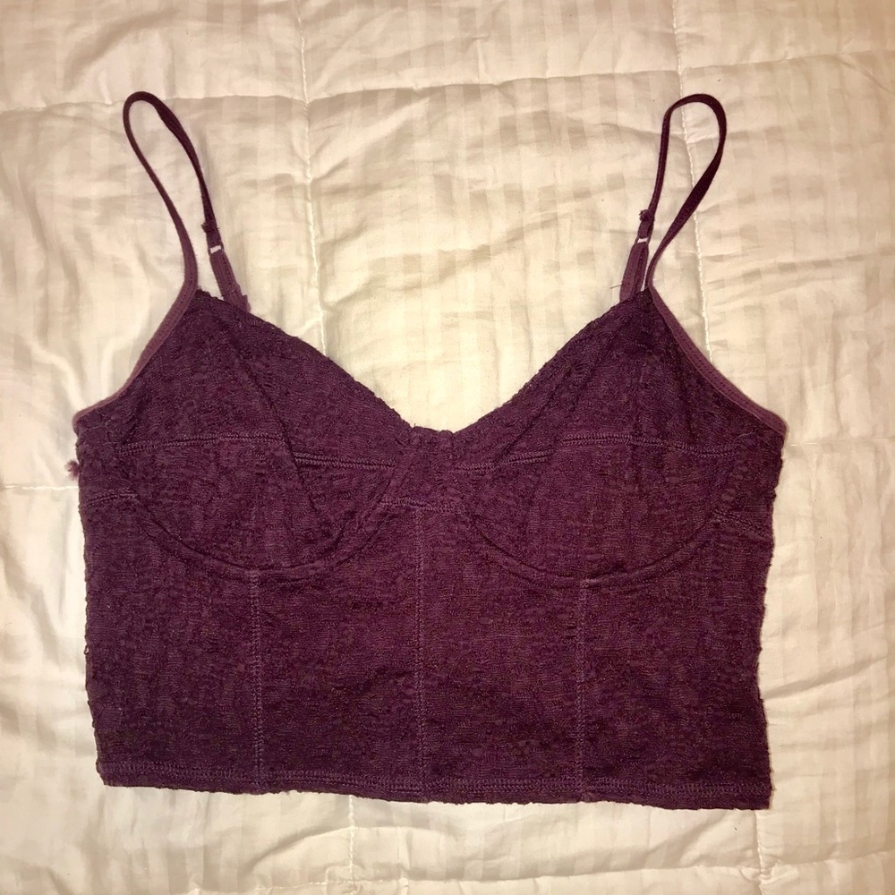 Cranberry Lace Crop Top
